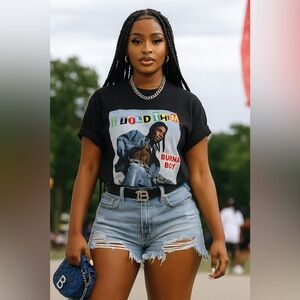 Burna Boy: Black Concert Graphic T-Shirt